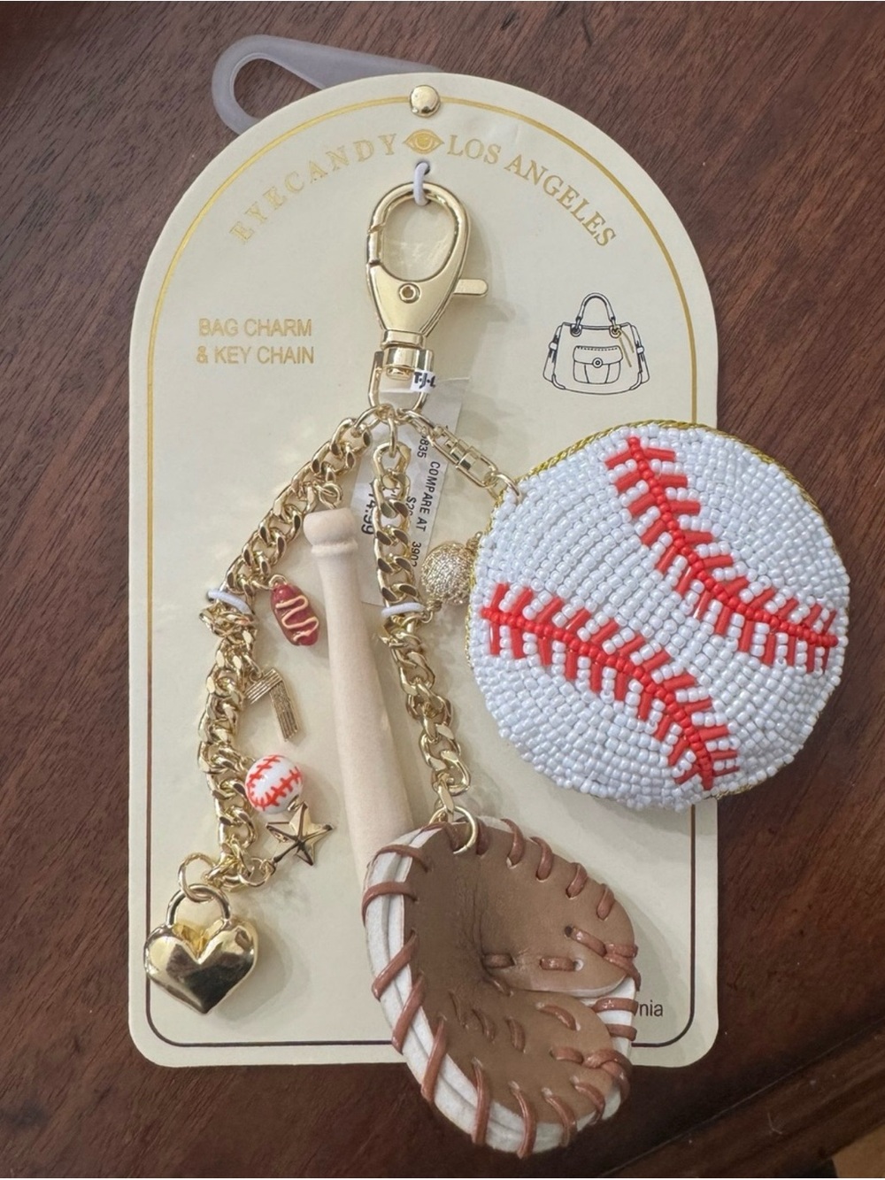 Beaded Baseball Bag charm